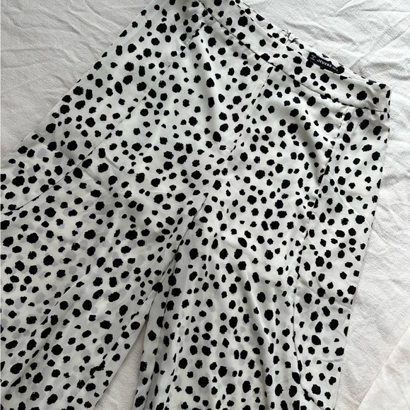 White with Black Spots Wide Leg Trouser Pant - Picture 4 of 5